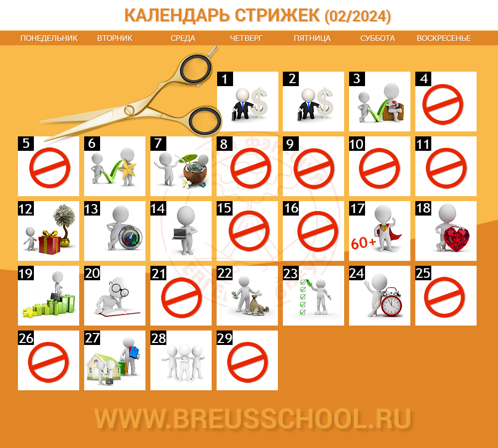Календарь стрижек на Февраль